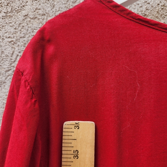 OLD NAVY Women’s Dress XXL 2XL Red Embroidered Elastic Waist Front Tie Midi - Picture 8 of 10